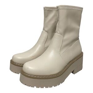 Soda - Chelsea Boots Casual Lug Sole Platform Chunky Heel Ankle Booties - Size 9